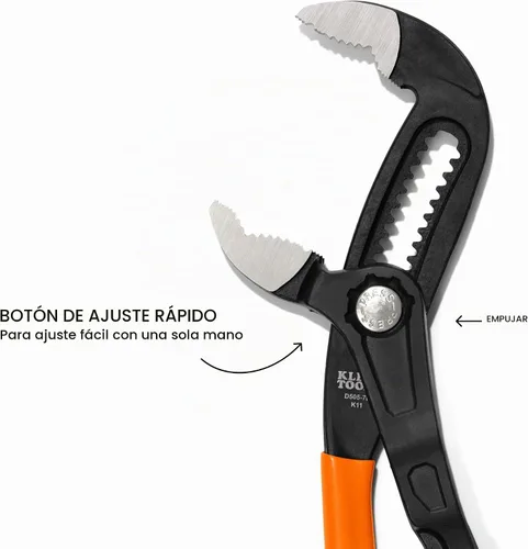 Vista 3 de Klein Tools D5057B Alicates ajustables de 7 pulgadas, alicates de bomba Klaw de ajuste rápido, diseño compacto con mordaza en V y dientes