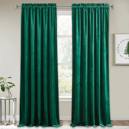 Vista 60 de RYB HOME Cortinas opacas de terciopelo para dormitorio, aislamiento térmico, privacidad, luz solar, bloqueo de calor, cortinas lujosas con bolsillo