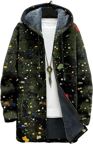 Vista 22 de BIVENANT Sudaderas con capucha con cremallera para hombre, cárdigan con capucha a rayas, sudaderas con capucha de camuflaje, abrigos de moda