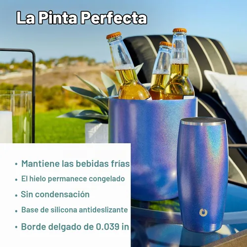 Vista 2 de Snowfox Vaso de cerveza de acero inoxidable con aislamiento al vacío de alta calidad, accesorios de bar en casa, elegante bartending, vasos de pinta