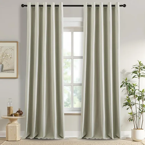 Vista 18 de DONREN Cortinas opacas completas para dormitorio, aislamiento térmico y reducción de ruido, cortinas de lino con ojales para sala de estar y Negro