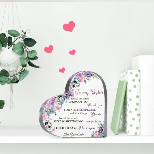 Vista 4 de Regalo de agradecimiento para mujeres, regalos de hermana, regalo de amistad, recuerdo de acrílico para mujeres, hermana, mejores amigos, regalo