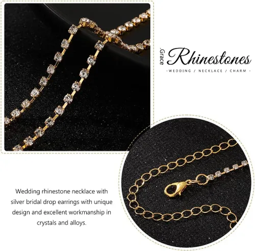 Vista 5 de Yean Juego de joyas nupciales de plata con diamantes de imitación, collar y pendientes, joyería de graduación para mujeres y novias