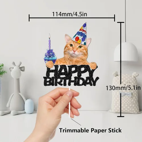 Vista 2 de Decoración de pastel de cumpleaños para gatos, selecciones temáticas de cumpleaños para mascotas, suministros de decoración de fiesta