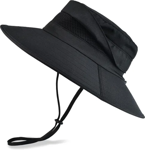 Vista 13 de Sombrero Boonie de ala ancha impermeable UPF 50+ para hombre, protección contra el sol y la lluvia Beige