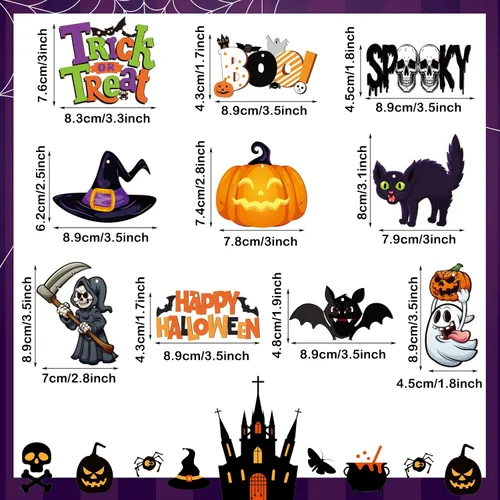 Vista 5 de Gerrii 40 adornos para árbol de Halloween con cuerda, estilo clásico