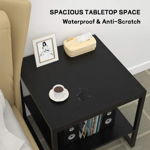 Vista 6 de Homieasy Mesa auxiliar, mesa auxiliar cuadrada de 20 pulgadas, mini soporte Negro
