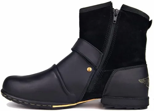 Vista 4 de XBTEVUDAK Botas de senderismo retro para hombre, clásicas, transpirables, ligeras, antideslizantes, con cremallera, botas vaqueras