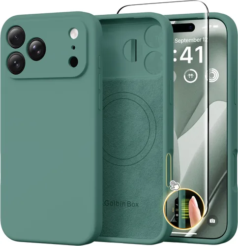 Vista 13 de GolbinBox Funda magnética para iPhone 17, compatible con MagSafe, cubierta de silicona integrada para control de cámara, funda de silicona líquida a