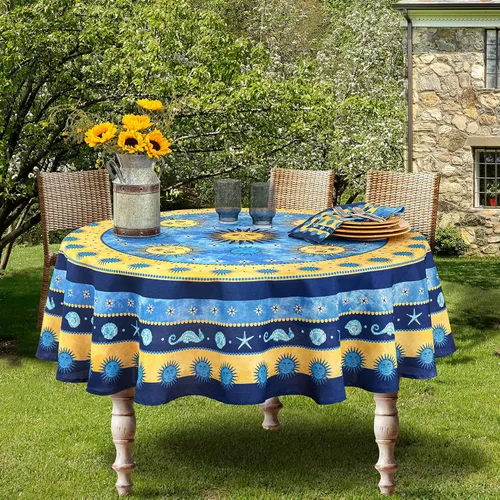 Vista 6 de Home Bargains Plus Juego de 4 manteles individuales de tela mediterránea Blue Sun Tela, resistente a las manchas, resistente al agua, sin arrugas