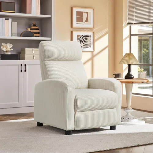 Vista 2 de Yaheetech Silla reclinable de pana para sofá individual, asiento de cine en casa, silla reclinable moderna ajustable para sala de estar, dormitorio