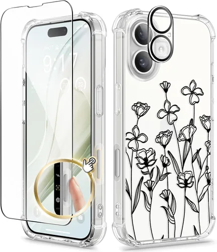 Vista 112 de GVIEWIN - Funda para iPhone 11 con protector de pantalla + protector de lente de cámara, cubierta protectora transparente suave de poliuretano