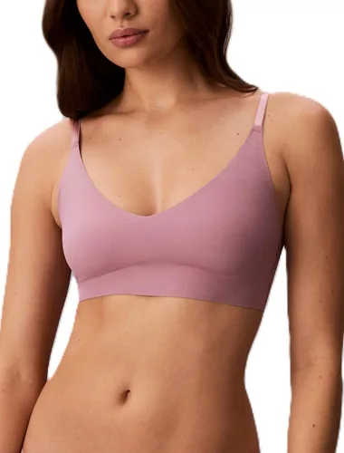 Vista 15 de Calvin Klein Women's Invisibles Comfort Lightly Lined Seamless Wireless Triangle Bralette Bra Crema Amatista