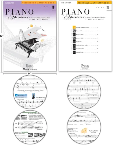 Vista 4 de Piano Adventures Level 3B Juego de aprendizaje por Nancy Faber - Lección, teoría, rendimiento, técnica y arte y teclas de piano de música Julieta