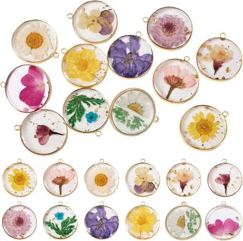 Vista 9 de Dijes de resina de flores secas, corazón redondo, lágrima, rombo, rectángulo, resina epoxi, aretes para manualidades, collares, pulseras