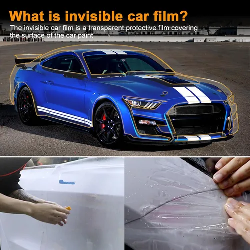 Vista 7 de Película protectora de pintura transparente precortada para automóvil autoadhesiva para Ford Mustang Shelby GT500 2021-2022 a prueba de lluvia