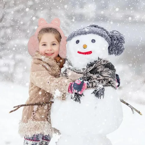 Vista 5 de Pop Your Dream Linda orejera de gato para niños, niñas, suave felpa brillante, calentadores de orejas de invierno, fundas ajustables para exteriores