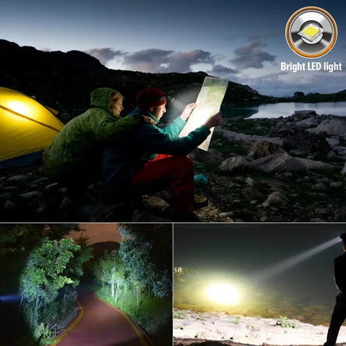 Vista 3 de ODEAR Linterna frontal recargable, súper brillante, linterna de LED para la cabeza, impermeable, con batería incorporada para acampar al aire libre