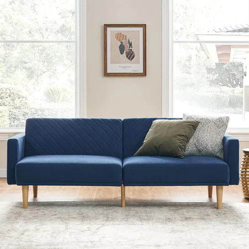 Vista 17 de mopio Sofá cama futón de 76.4 pulgadas, sofá biplaza, sofá cama, sofá futón moderno de mediados de siglo, sofá cámara, sofás para sala de estar