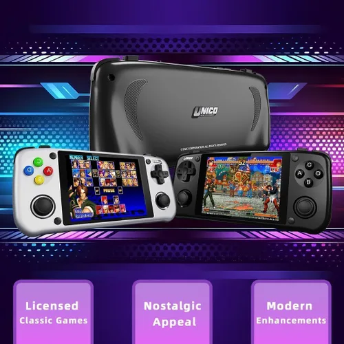 Vista 3 de Unico Handheld Game Console, Portable Pocket Player, Pre-Loaded 40 SNK Classic Games, Including King of Fighters, Metal Slug, etc., 4" IPS Screen