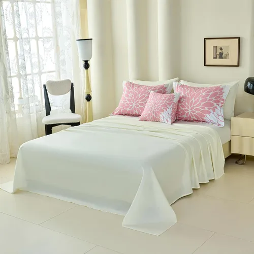 Vista 9 de Koniroom 6-Piece Pink Comforter Set Twin Size - Reversible Beige White Flower Bed in a Bag with Sheets, Pillowcases, Shams, and Decorative Pillow