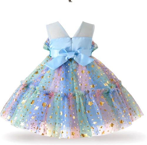 Vista 7 de Miipat Vestido de niña de flores para bebé, boda, fiesta, tul, princesa, vestido de baile, vestido formal con lazo para la cabeza