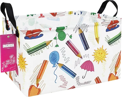 Vista 32 de Cesta de almacenamiento rectangular de tela con organizador de tela para juguetes, libros, ropa, regalos, mascotas - Perfecta para el hogar Rec