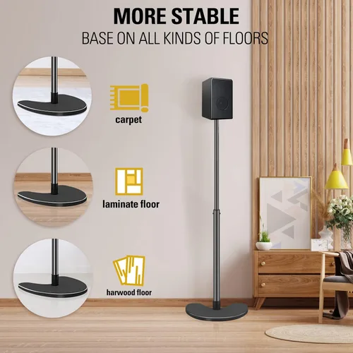Vista 3 de Mounting Dream Par de soportes para altavoces, máximo 39 pulgadas de altura ajustable, base resistente, capacidad de 11 libras cada uno, juego de 2