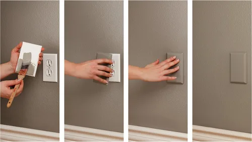 Vista 3 de Cubierta de pared pintable a prueba de niños, paquete de 2 cubiertas de toma de corriente en blanco para seguridad del bebé y cohesión