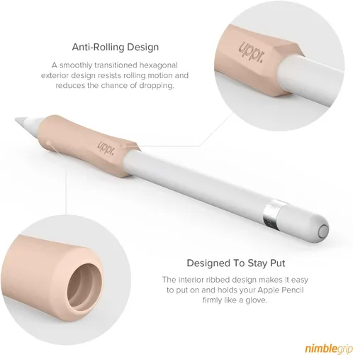 Vista 3 de UPPERCASE Designs NimbleGrip Premium Silicone Ergonomic Comfort Grip Holder, Dual Sided Design, Compatible with Apple Pencil Pro, USB-C, 2nd Beige