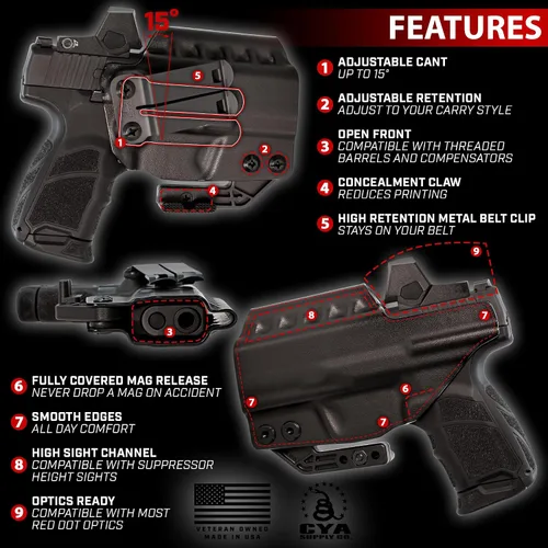 Vista 3 de CYA Supply Co. Fundas IWB Ridge – Propiedad de Veteranos – Hechas en EE. UU
