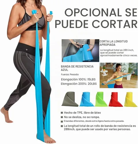 Vista 3 de Rollo de banda de resistencia sin látex para terapia física y ejercicio Azul