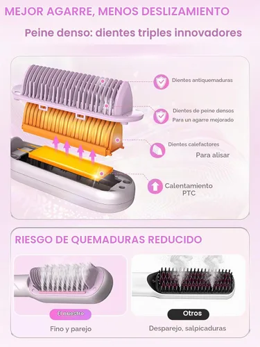 Vista 6 de SHEGLAM Cepillo alisador de vapor, peine caliente de vapor 3 en 1