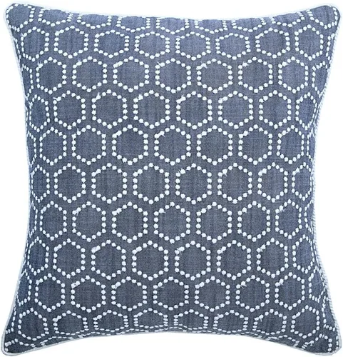 Vista 33 de The HomeCentric Funda de almohada con cremallera, funda de cojín azul de 12 x 12 pulgadas, funda de cojín de algodón bordado para sofá, diseño