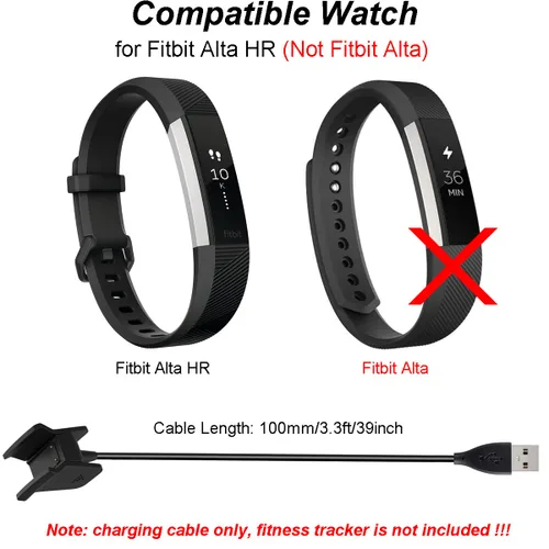 Vista 2 de Emilydeals Cargador para Fitbit Alta HR, cable de carga USB de repuesto para Fitbit Alta HR [2 unidades, 3.3 ft/3.3 pies] (2)