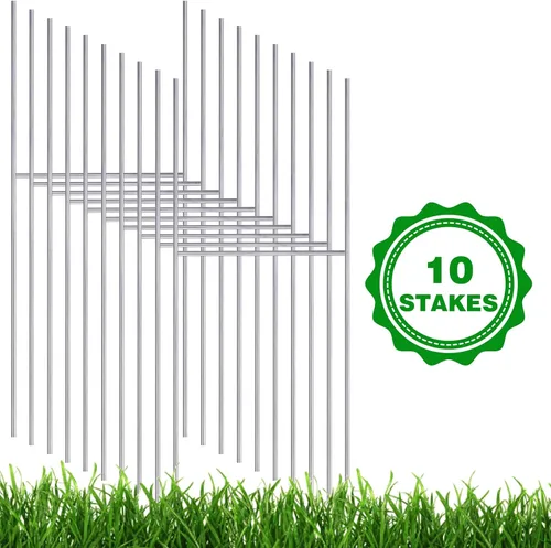Vista 6 de Remiawy Estacas de metal para letreros de patio, 17 x 7 pulgadas, soporte para letrero de patio para suelo al aire libre, paquete de 10 estacas