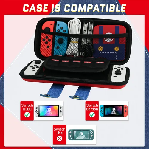 Vista 5 de FUNDIARY Funda de transporte para Nintendo Switch y Switch OLED, funda de viaje rígida y portátil para Switch y Switch OLED, paquete de accesorios