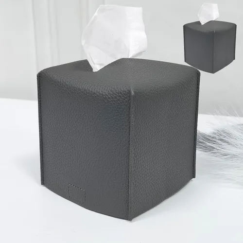 Vista 27 de HOMOTEK Paquete de 2 fundas para caja de pañuelos, soporte cuadrado de piel sintética, organizador de papel decorativo para baño, mesitas de noche