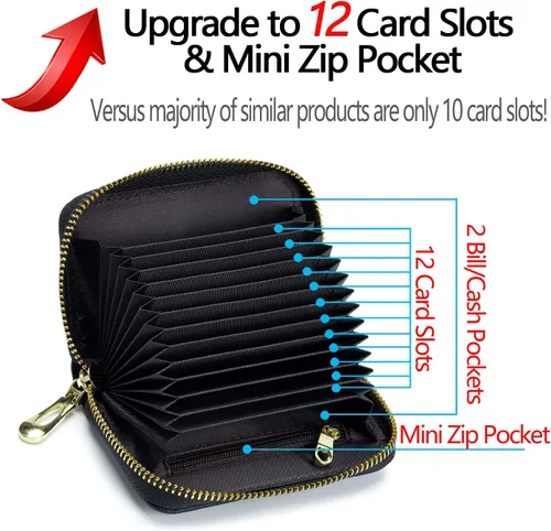 Vista 3 de imeetu (Paquete de 2 juegos) Cartera de cuero con llavero RFID para tarjetas de crédito, Verde