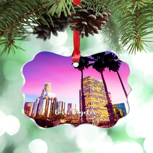 Vista 19 de Florida USA - Adornos de Navidad acrílicos de Miami, paisaje urbano, decoraciones de Navidad para árbol de viaje, recuerdo, adornos de Navidad