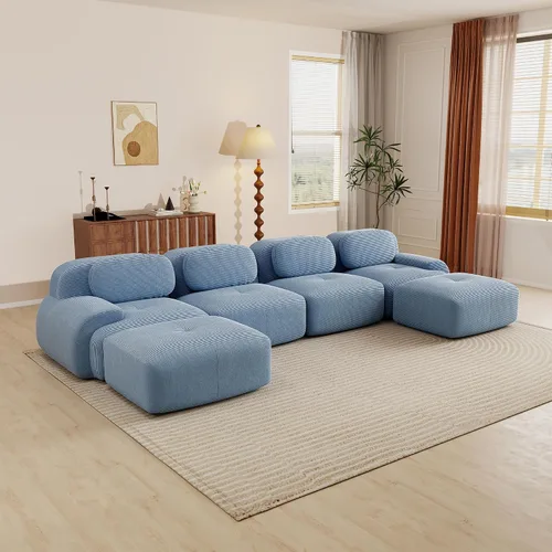 Vista 134 de Sofás seccional modular de 80" sin huesos modernos para sala de estar, juego de sofás comprimidos de 2 plazas con asiento profundo, sin necesidad