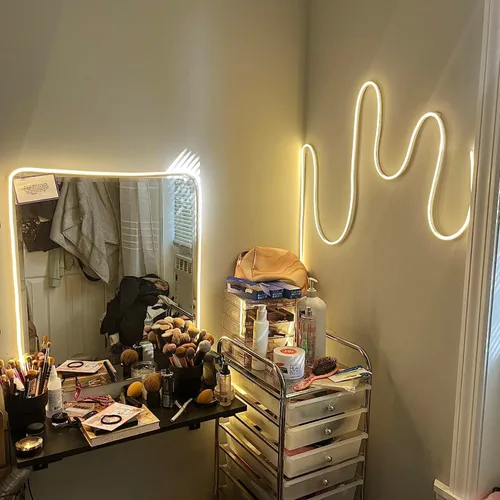 Vista 7 de Luces de tocador para espejo, luces de maquillaje estilo Hollywood con atenuador y fuente de alimentación, impermeables, 16.0 pies/16.4 ft, 600 LED