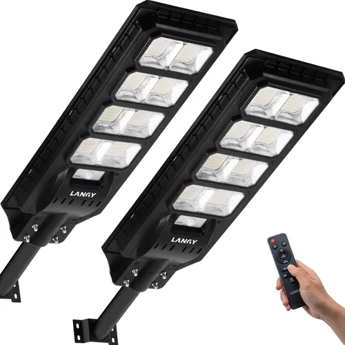 Vista 9 de Farolas solares impermeables para exteriores, sensor de movimiento de 6500 K del atardecer al amanecer con control remoto, luz LED de seguridad