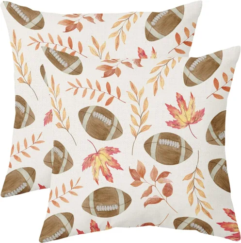Vista 14 de Juego de 2 fundas de almohada de otoño de 16 x 16 pulgadas, color azul aguamarina, calabaza, girasol, cosecha, Acción de Gracias, para exteriores