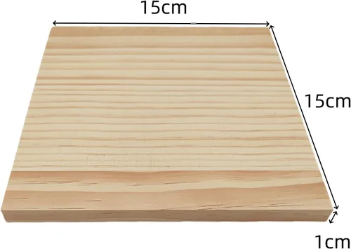 Vista 3 de 6 piezas de bloques cuadrados de madera sin terminar para manualidades, tablas de madera de pino en blanco de 15x15x1 centímetros, para tallado