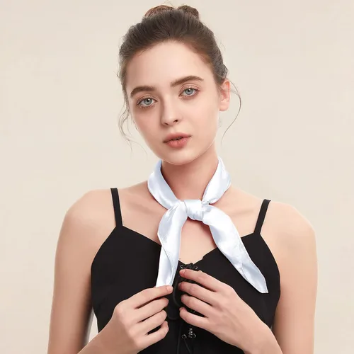 Vista 2 de American Trends Bufanda de seda para mujer, bufandas de satén para la cabeza, bufanda cuadrada para el cuello, bufanda ligera de seda como bandana