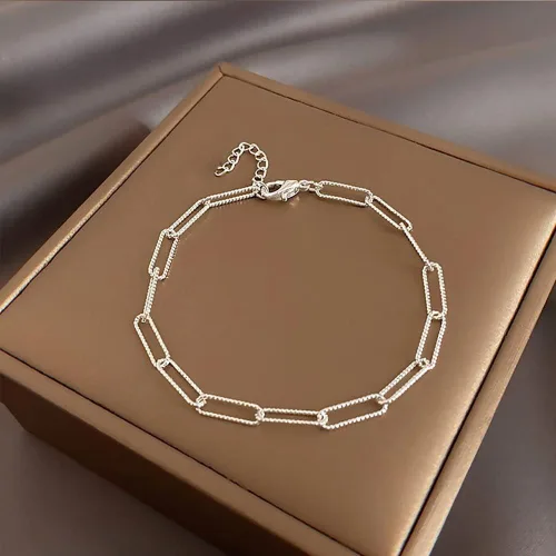 Vista 5 de Silver Link Bracelet, Silver Adjustable Chain Bracelets, Dainty Sparkle Chain Bracelet Jewelry for Women