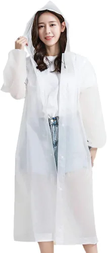 Vista 5 de Impermeable (2 unidades) Poncho de lluvia EVA para mujeres y hombres, material de protección del medio ambiente, impermeable reutilizable