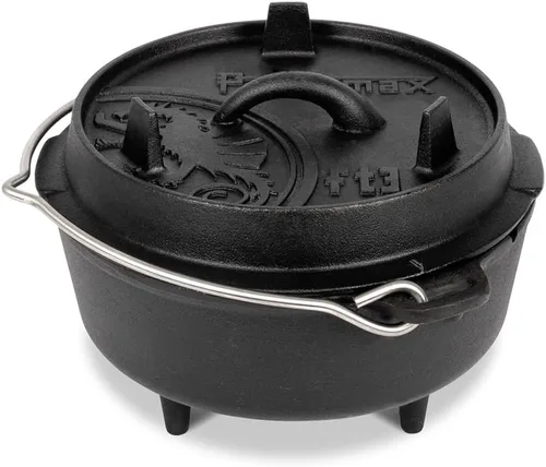 Vista 9 de Petromax Horno holandés de hierro fundido para cocinar u hornear al aire libre sobre una fogata o en la cocina del hogar, los utensilios de cocina