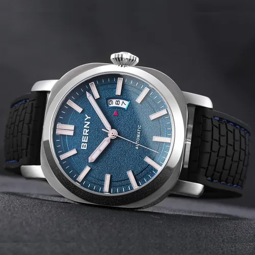 Vista 2 de BERNY Reloj mecánico automático japonés para hombre, relojes de cuerda automática, impermeable 10 ATM, cristal de zafiro, resistente a los arañazos